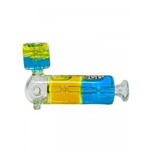 Cheech - 4" Double Color Glycerin Filled W/ Matching Bowl Hand Pipe [PIPE-17-4]
